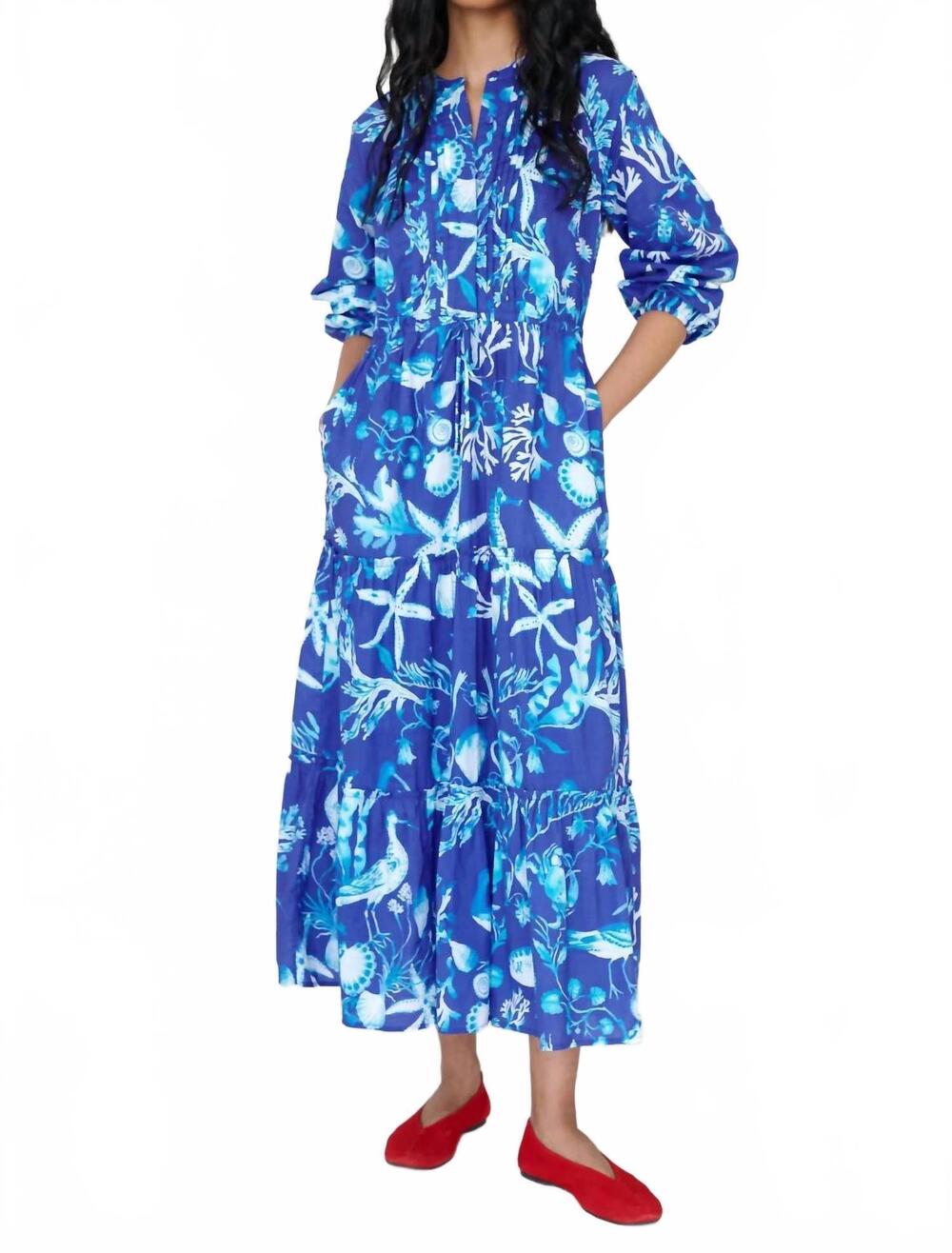 NEW BANJANAN bazaar midi dress in cyan